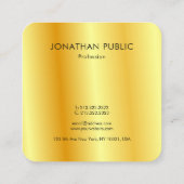 エレガントフェイク金ゴールド金属ルックモダンテンプレート スクエア名刺 (裏面)