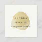 エレガントフェイク金ゴールド黒ブラシストロークモダン スクエア名刺 (正面)