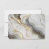 エレガントフェイク金ゴールド・グレーとホワイト・マーリー結婚ズ 出欠カード (裏面)