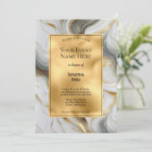 エレガントフェイク金ゴールド、グレーと白のマーブルイベント 招待状 (スタンド正面)