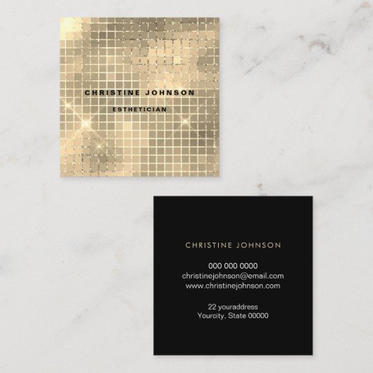 エレガントフェイク金ゴールド スクエア名刺 (正面/裏面)