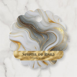 エレガントフェイク金ゴールド、白とグレーのマーブル結婚ス フェイバータグ