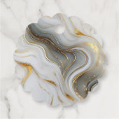 エレガントフェイク金ゴールド、白とグレーのマーブル結婚ス フェイバータグ (裏面)