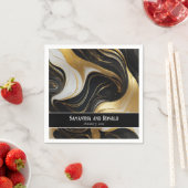 エレガントフェイク金ゴールド、白黒マルブリュー結婚ズ スタンダードカクテルナプキン (インサイチュ)