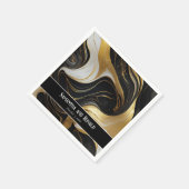 エレガントフェイク金ゴールド、白黒マルブリュー結婚ズ スタンダードカクテルナプキン (角)