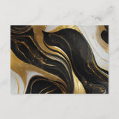 エレガントフェイク金ゴールド、白黒マルブル結婚ス エンクロージャーカード (裏面)