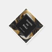 エレガントフェイク金ゴールド、白黒マルブル結婚ス スタンダードカクテルナプキン (角)
