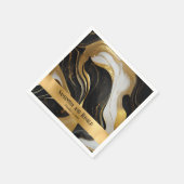 エレガントフェイク金ゴールド、白黒マルブル結婚ス スタンダードカクテルナプキン (角)