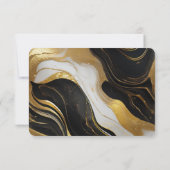 エレガントフェイク金ゴールド、白黒マルブル結婚ス 出欠カード (裏面)