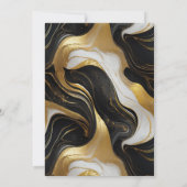 エレガントフェイク金ゴールド、白黒マルブル結婚ス 招待状 (裏面)