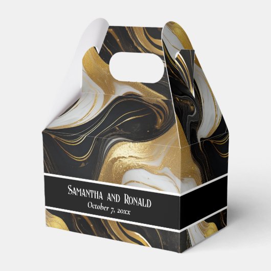 エレガントフェイク金ゴールド、白黒大理石の好意ボックス フェイバーボックス (正面サイド)