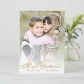 エレガントフェイク金箔台本クリスマス・フォトカード シーズンカード (スタンド正面)