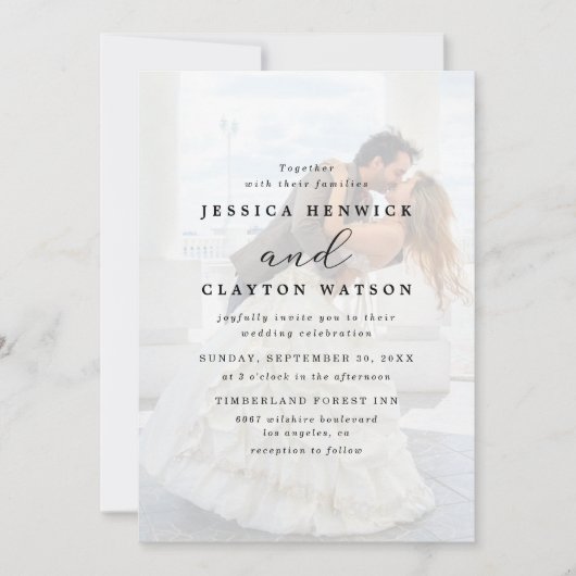 エレガントフェイク Vellumエフェクトオーバーレイ結婚フォトI 招待状 (正面)