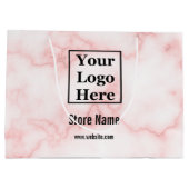 エレガントフェイクPink Marble Your Logo ラージペーパーバッグ (裏面)