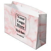エレガントフェイクPink Marble Your Logo ラージペーパーバッグ (裏面アングル)