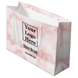 エレガントフェイクPink Marble Your Logo ラージペーパーバッグ