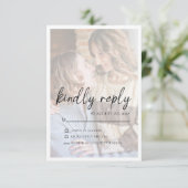 エレガントフェイクVellum効果写真ウェディングRSVPカード 出欠カード (スタンド正面)