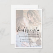 エレガントフェイクVellum効果写真ウェディングRSVPカード 出欠カード (正面/裏面)