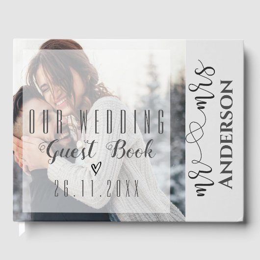 エレガントフェイクVellum Photo結婚's Keepsake ゲストブック (正面)