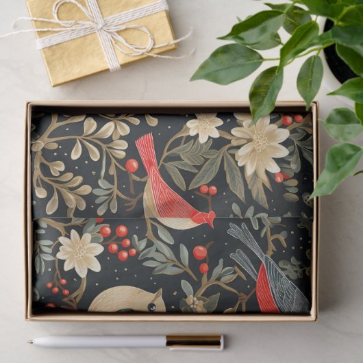 エレガントフェスティバルの鳥とフローラクリスマスデクページ 薄葉紙 (ギフト)