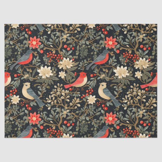 エレガントフェスティバルの鳥とフローラクリスマスデクページ 薄葉紙 (正面)