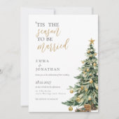 エレガントフェスティバルウォーター色クリスマス結婚ズ 招待状 (正面)