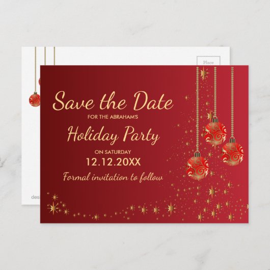 エレガントフェスティバルクリスマスパーティー保存日付 案内ポストカード (正面/裏面)
