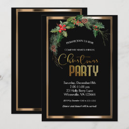 エレガントフェスティバルクリスマス金ゴールド招待状 招待状