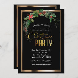 エレガントフェスティバルクリスマス金ゴールド招待状 招待状