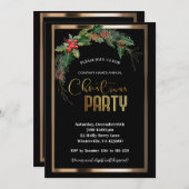 エレガントフェスティバルクリスマス金ゴールド招待状 招待状 (正面/裏面)