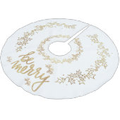 エレガントフェスティバルクリスマス金ゴールド – 白 – Be メリー ブラッシュドポリエステルツリースカート (アングル)