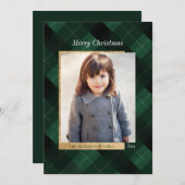 エレガントフェスティバルグリーンプレイド&金ゴールドワンフォト シーズンカード (正面/裏面)