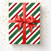 エレガントフェスティバルグリーンレッドストライプクリスマスクリスマス ラッピングペーパー