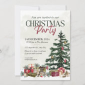 エレガントフェスティバルツリー付きクリスマスパーティー 招待状 (正面)