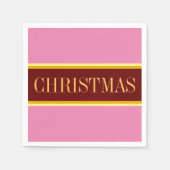 エレガントフェスティバルピンクレッドホワイトクリスマスストライプ スタンダードカクテルナプキン (正面)