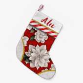 エレガントフェスティバルフローラパーソナライズされた名 スモールクリスマスストッキング (正面 (吊り時))