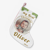 エレガントフェスティバルベビーの初めてのクリスマス写真 スモールクリスマスストッキング (正面 (吊り時))