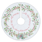 エレガントフェスティバルホリー赤と白、クリスマス ブラッシュドポリエステルツリースカート (正面)