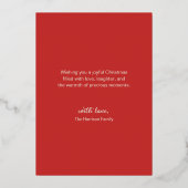 エレガントフェスティバルレッドグリーン写真クリスマス 箔シーズンカード (裏面)
