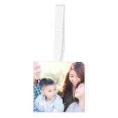 エレガントフェスティバルレッド4フォトスノーフレーククリスマス キューブオーナメント (正面)