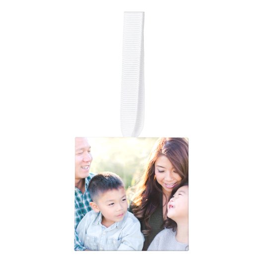 エレガントフェスティバルレッド4フォトスノーフレーククリスマス キューブオーナメント (正面)