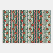 エレガントフェスティバルレッド&グリーンクリスマスストライプの ラッピングペーパーシート (正面2)