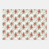 エレガントフェスティバルレッド&グリーンクリスマスストライプの ラッピングペーパーシート (正面)