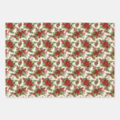 エレガントフェスティバルレッド&グリーンクリスマスボタニカル ラッピングペーパーシート (正面3)