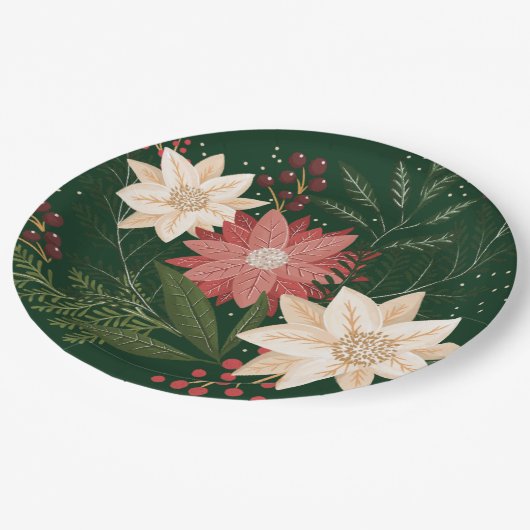 エレガントフェスティバル冬のクリスマス ペーパープレート (アングル)