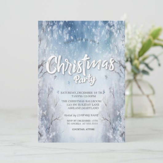 エレガントフェスティバル冬の風景クリスマス会社 招待状 (スタンド正面)