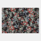 エレガントフェスティバル水彩赤ブルーベリー ラッピングペーパーシート (正面)