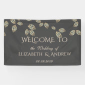 エレガントフェスティバル葉結婚金ゴールドのバナー 横断幕 (横)