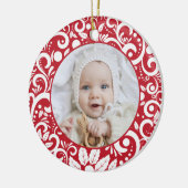 エレガントフェスティバル赤と白の写真 セラミックオーナメント (左)