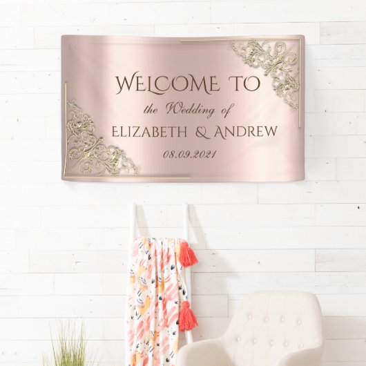 エレガントフェスティバル金ゴールドフレームバラ金ゴールド 横断幕 (インサイチュ)